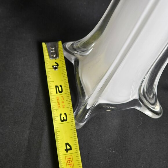 Vintage Clear Glass Floor Bud Vase 16" Tall Trumpet Stretch Flared Base Decor - Picture 7 of 9